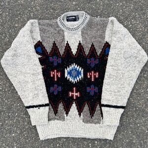 Vintage 90s McGregor Southwestern Print Chunky Knit Sweater Mens M